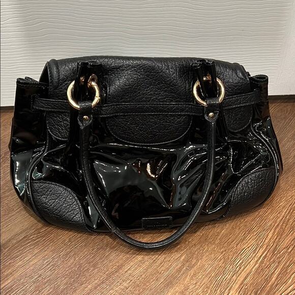 Moschino Black Satchel with Glossy Finish and Gold Hardware - Picture 6 of 14